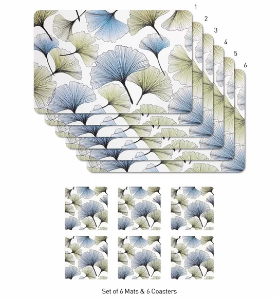 Bloom Printed Table Mat L.Blue
