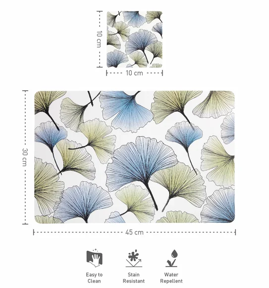 Bloom Printed Table Mat L.Blue