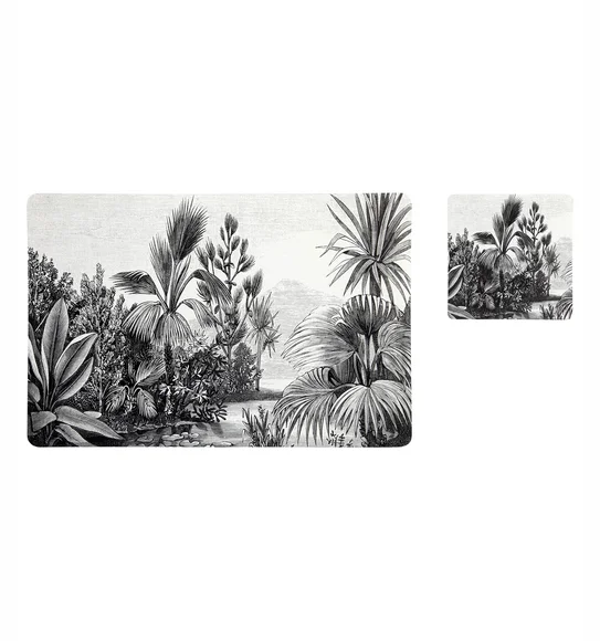 Bloom Printed Table Mat Grey