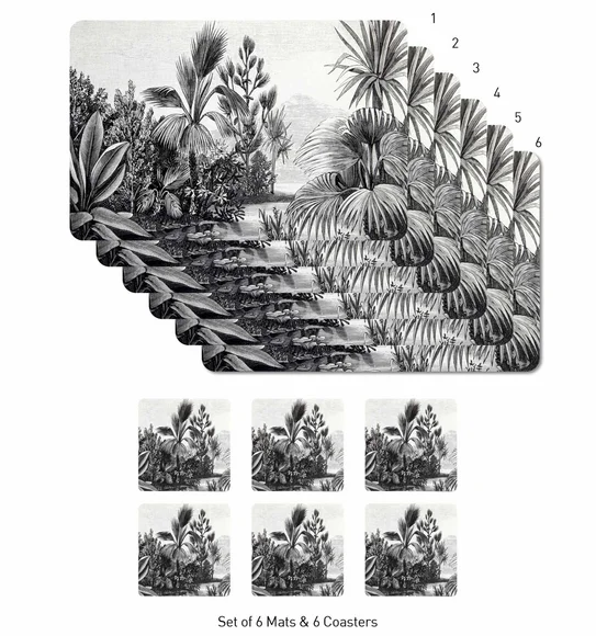 Bloom Printed Table Mat Grey