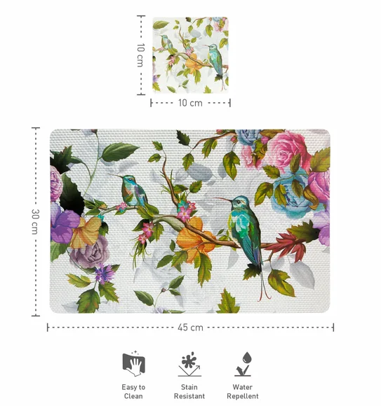 Bloom Printed Table Mat Green