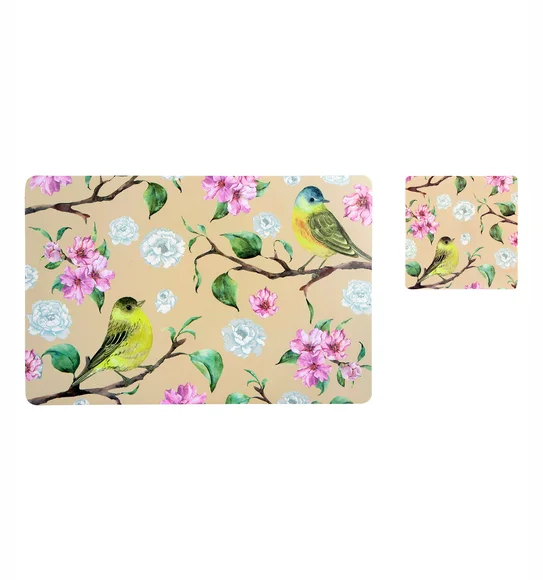 Bloom Printed Table Mat Camel