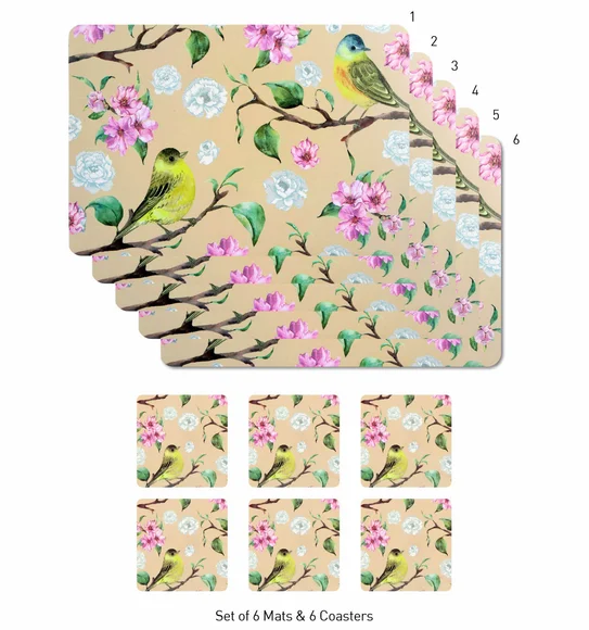 Bloom Printed Table Mat Camel