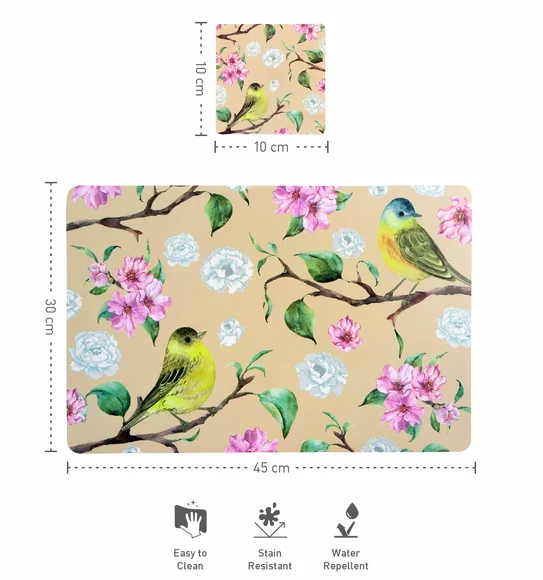 Bloom Printed Table Mat Camel