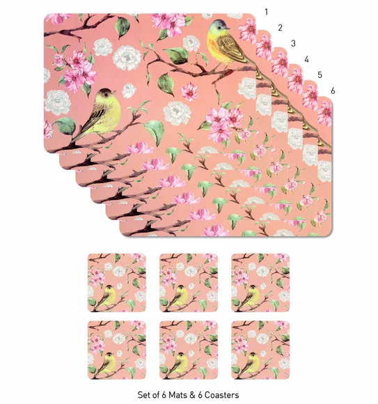 Bloom Printed Table Mat Pink