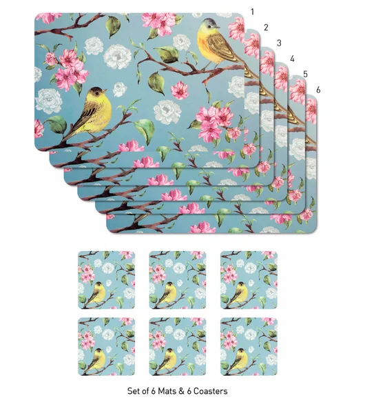 Bloom Printed Table Mat Blue