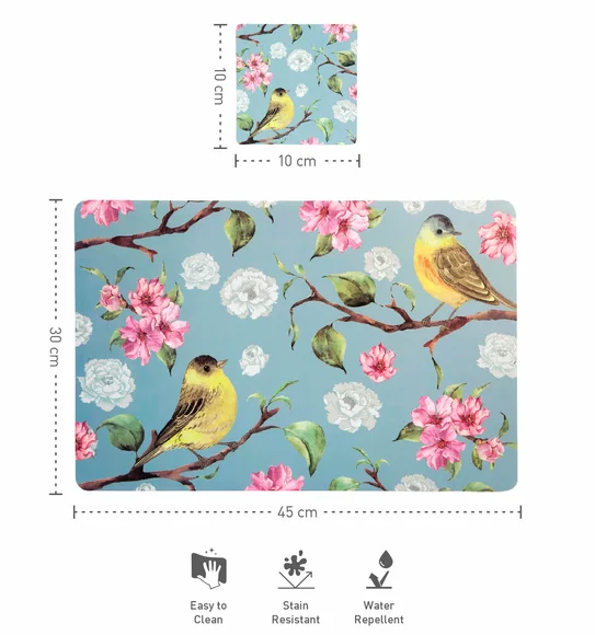 Bloom Printed Table Mat Blue