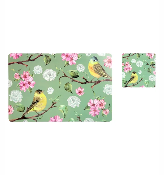 Bloom Floral Printed Table Mat Green