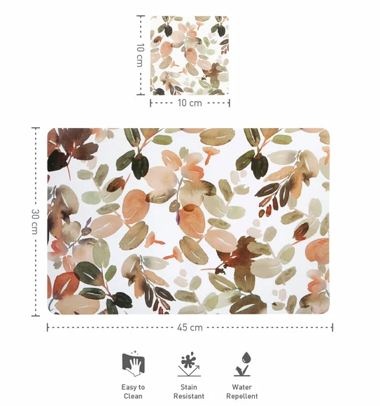 Bloom Printed Table Mat White and Brown