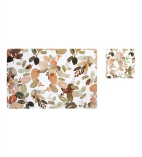 Bloom Printed Table Mat White and Brown