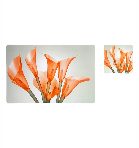 Bloom Printed Table Mat Grey and Red