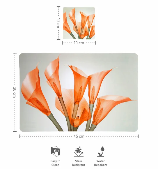 Bloom Printed Table Mat Grey and Red