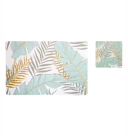 Bloom Printed Table Mat White and Grey