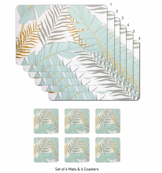 Bloom Printed Table Mat White and Grey