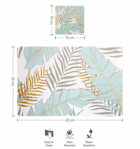 Bloom Printed Table Mat White and Grey