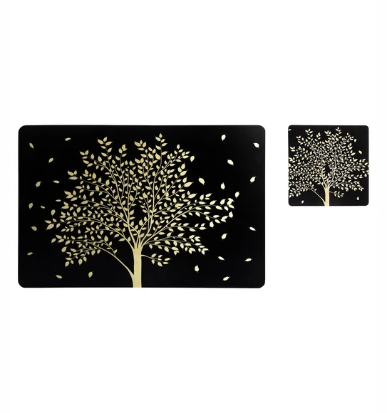 Bloom Printed Table Mat Black