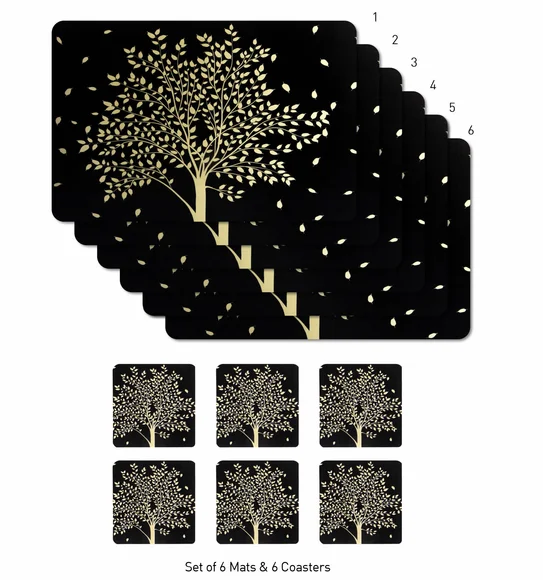 Bloom Printed Table Mat Black