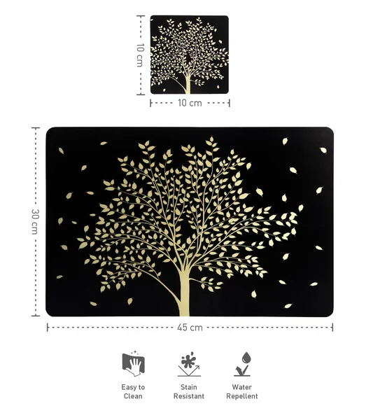 Bloom Printed Table Mat Black