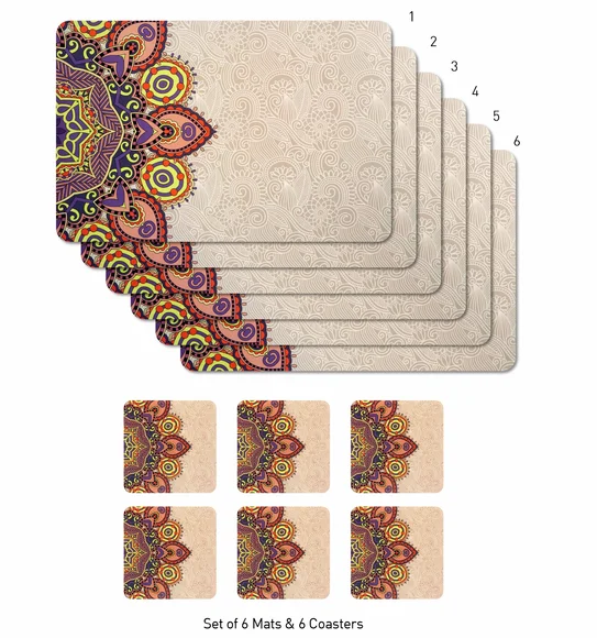 Bloom Printed Table Mat Beige