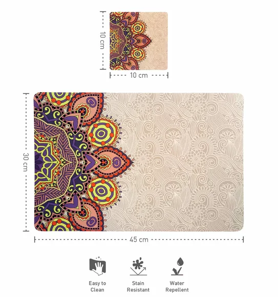 Bloom Printed Table Mat Beige