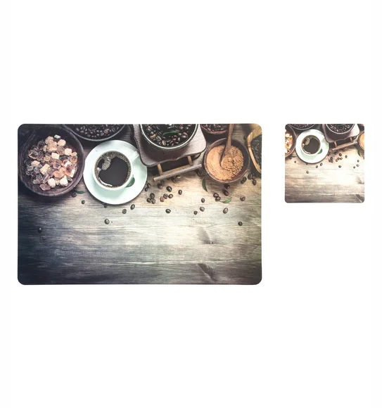 Bloom Printed Table Mat Chocolate Brown