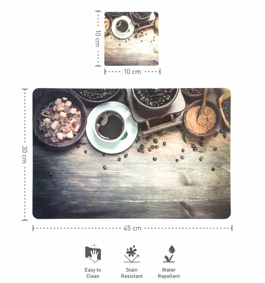 Bloom Printed Table Mat Chocolate Brown