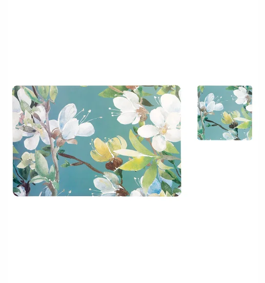 Bloom Printed Table Mat Blue and Green