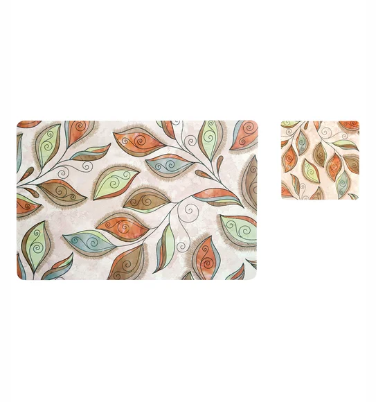 Bloom Printed Table Mat Beige and Rust