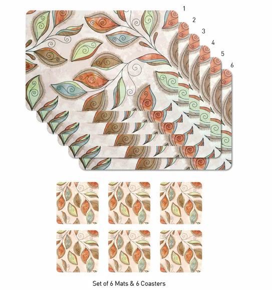 Bloom Printed Table Mat Beige and Rust