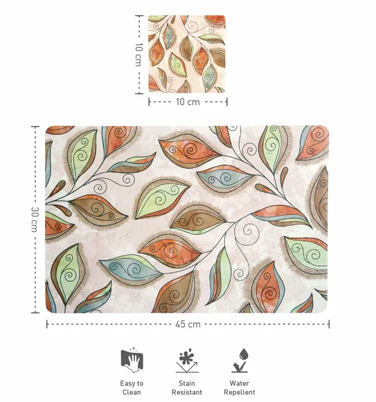 Bloom Printed Table Mat Beige and Rust