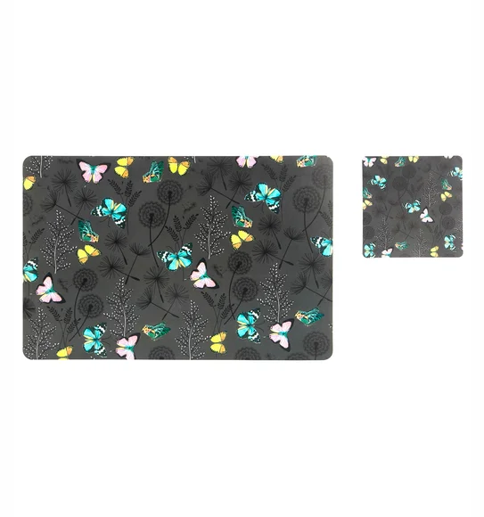 Bloom Printed Table Mat Dark Brown