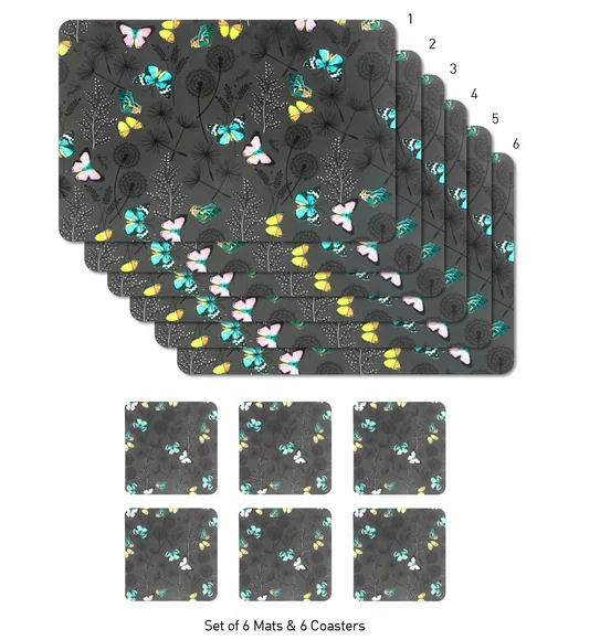 Bloom Printed Table Mat Dark Brown