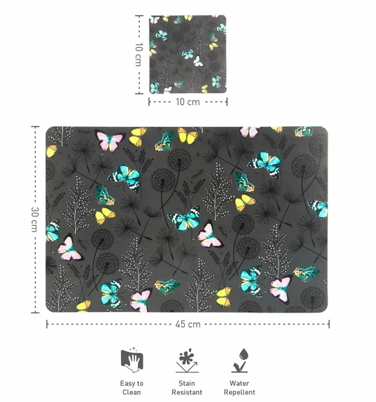 Bloom Printed Table Mat Dark Brown