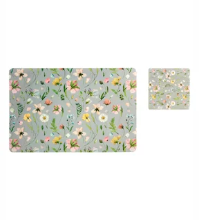 Bloom Printed Table Mat Green and Grey