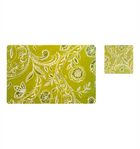 Bloom Classical Printed Table Mat Green
