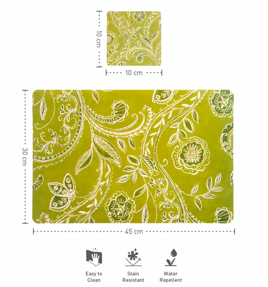 Bloom Classical Printed Table Mat Green