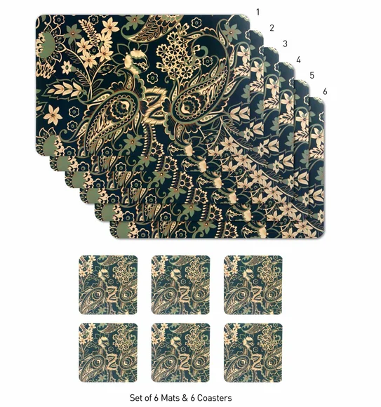Bloom Printed Table Mat Blue and Beige