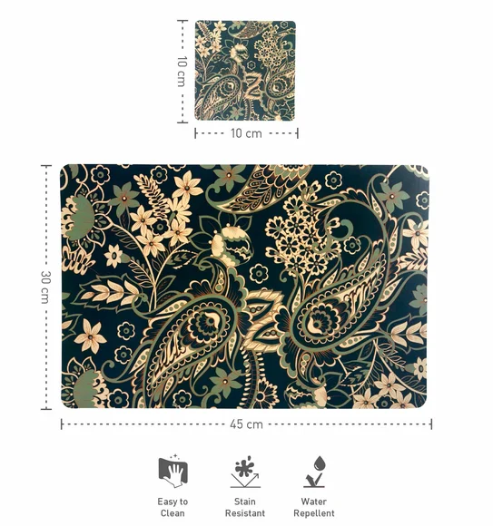 Bloom Printed Table Mat Blue and Beige
