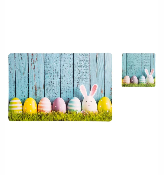 Bloom Printed Table Mat Light Blue