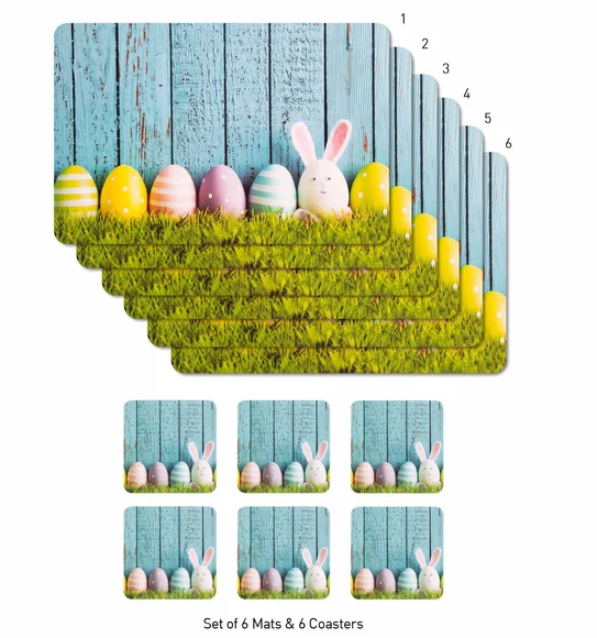 Bloom Printed Table Mat Light Blue