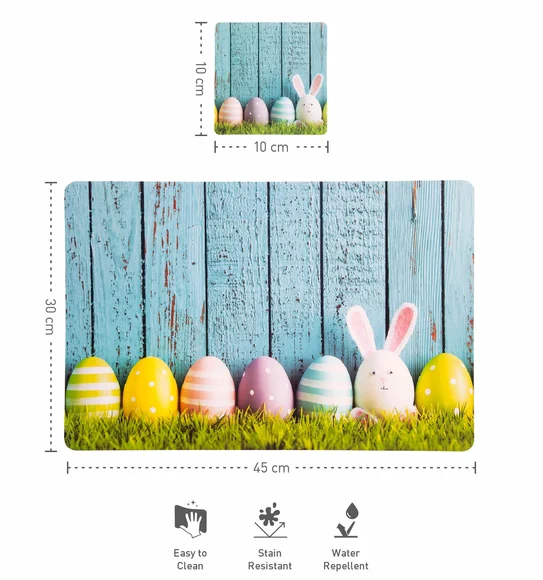 Bloom Printed Table Mat Light Blue