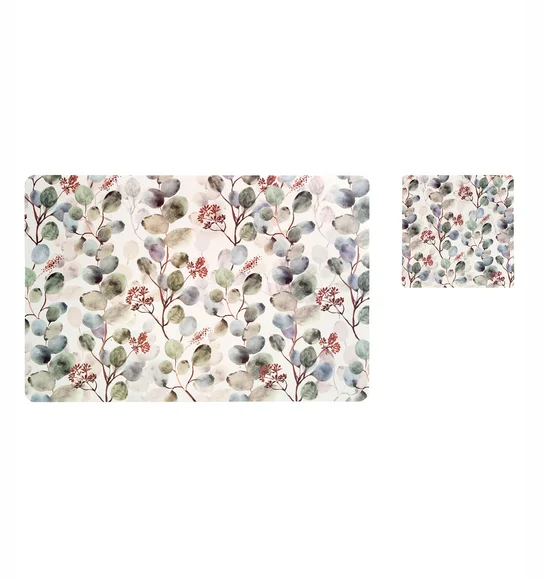 Bloom Printed Table Mat Cream and Grey
