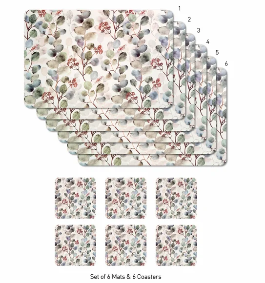 Bloom Printed Table Mat Cream and Grey