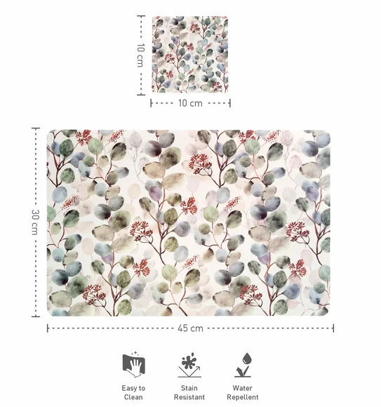Bloom Printed Table Mat Cream and Grey