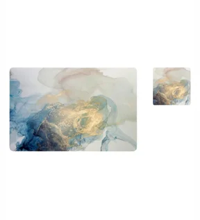 Bloom Printed Table Mat Blue and Gold