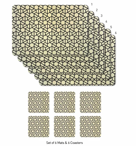 Bloom Printed Table Mat Black and Cream