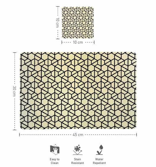 Bloom Printed Table Mat Black and Cream