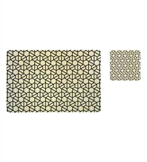 Bloom Printed Table Mat Black and Cream
