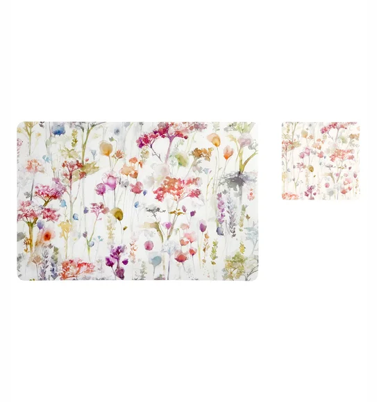 Bloom Printed Table Mat Cream and Green
