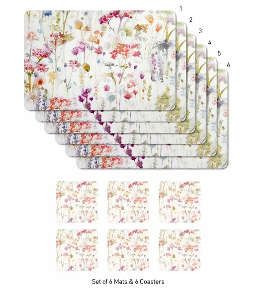 Bloom Printed Table Mat Cream and Green